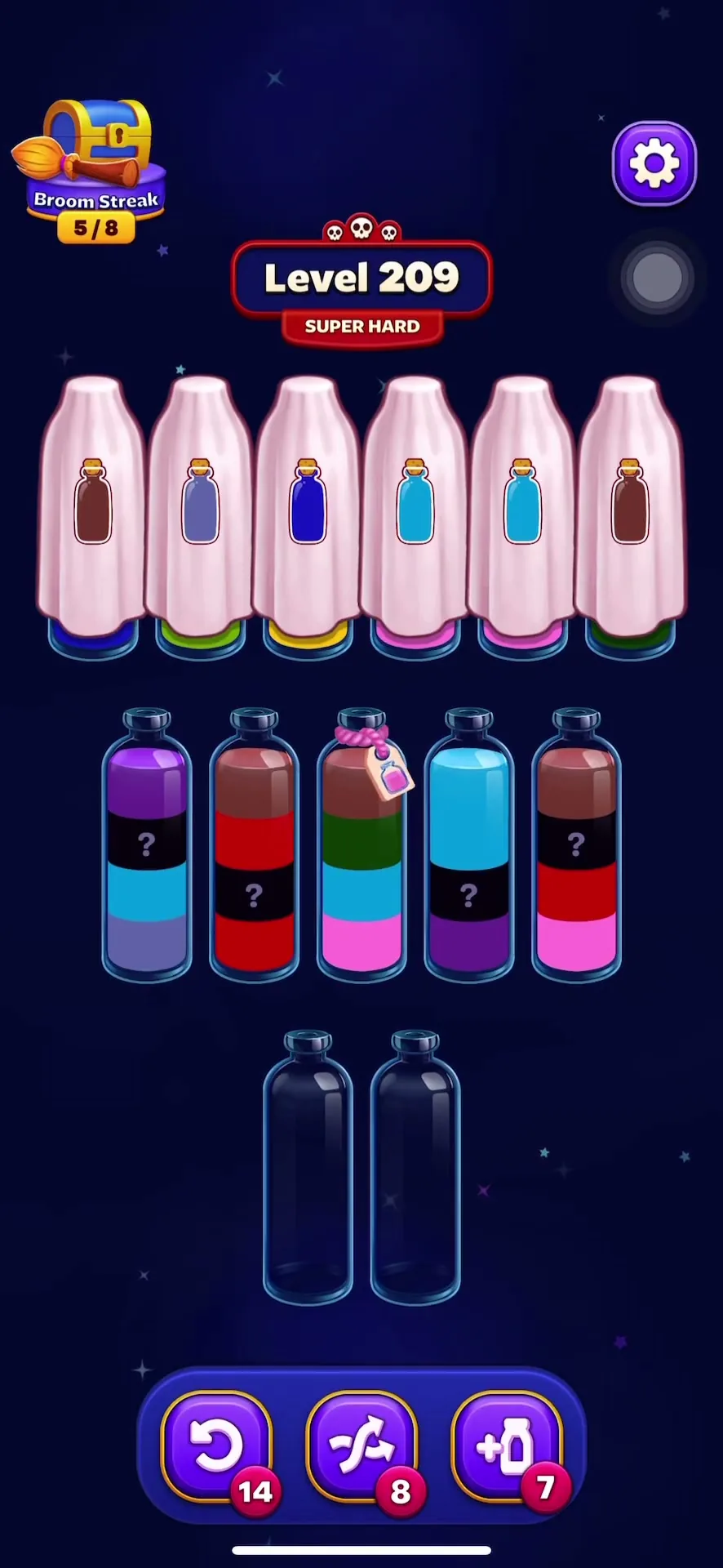 Clear the Top Row Small Bottles