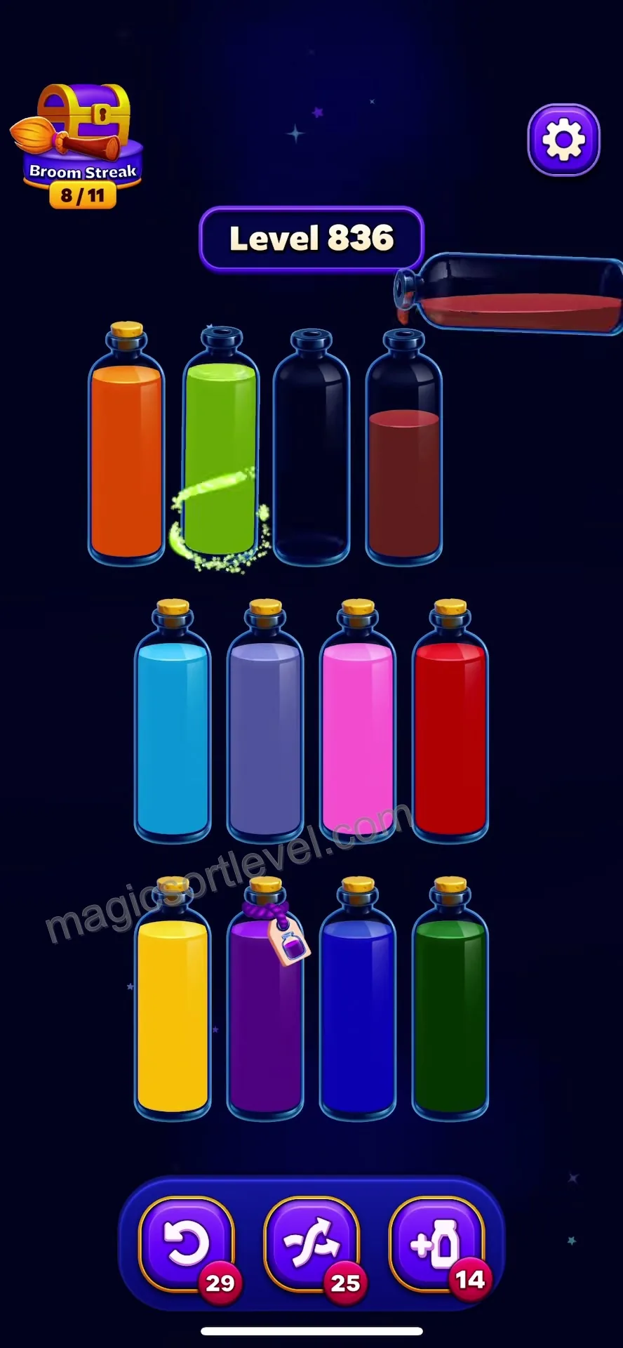 Clear the Top-Middle Hidden Tube