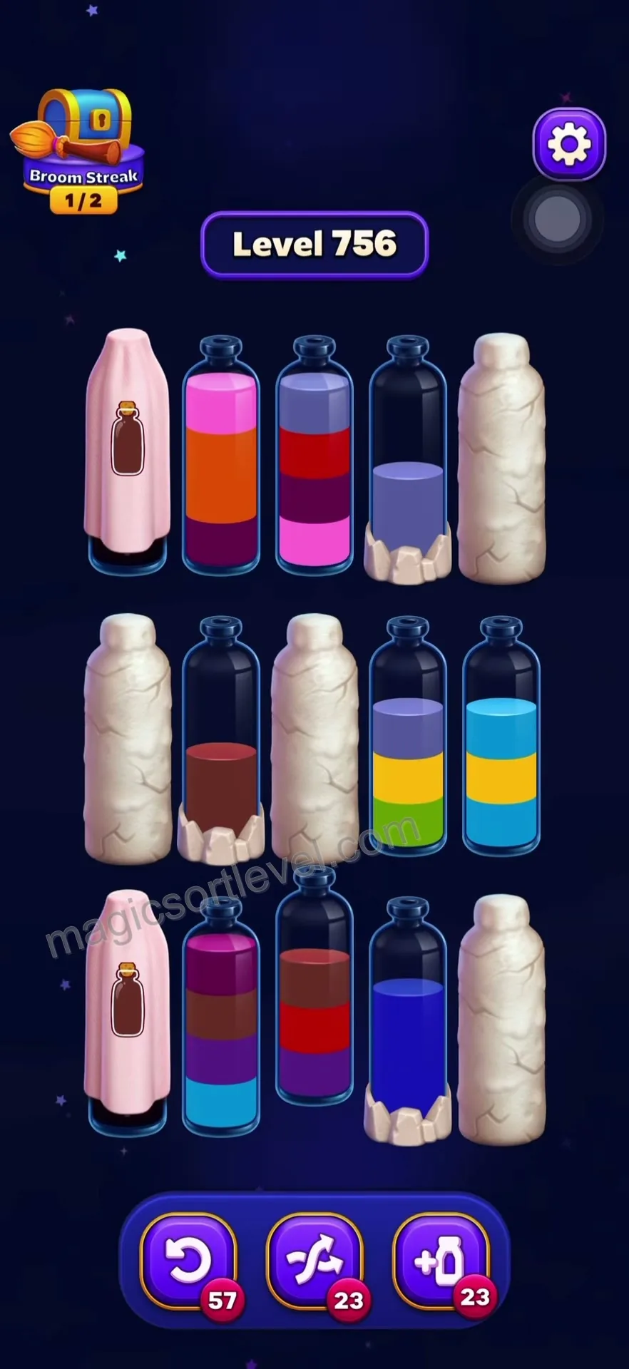 Clear the bottom-middle-right tube