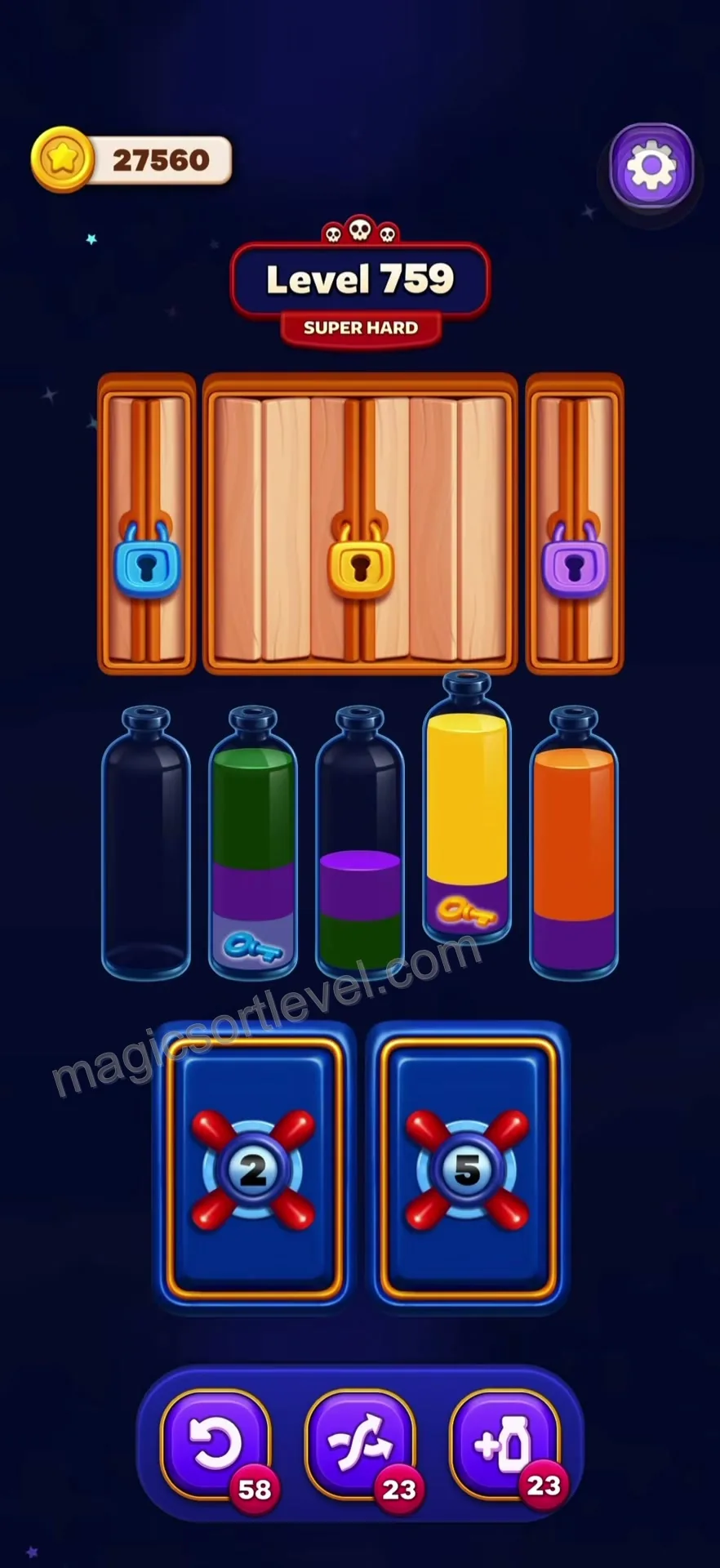 Clear Yellow to Unlock the Middle Lock