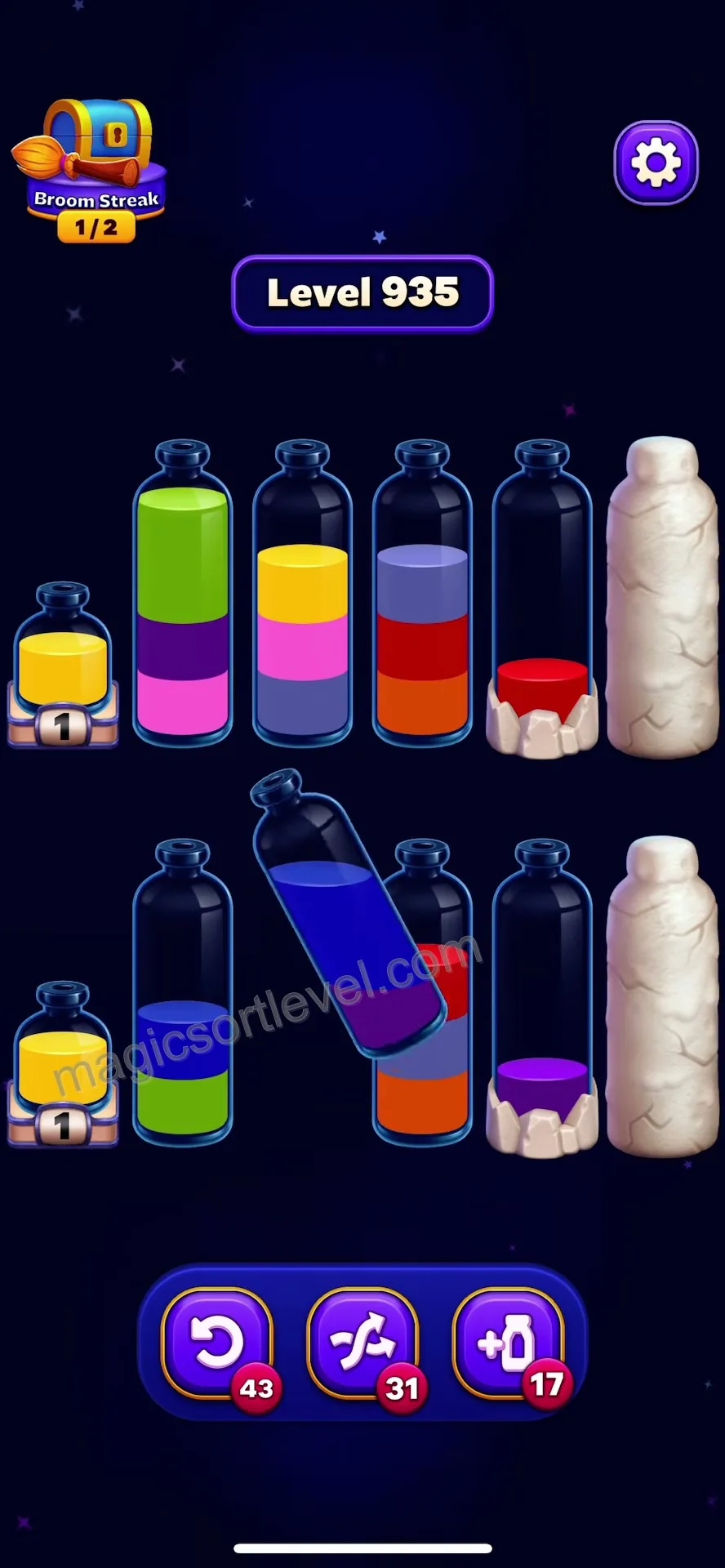 Use Extra Bottles to Sort Initial Colors