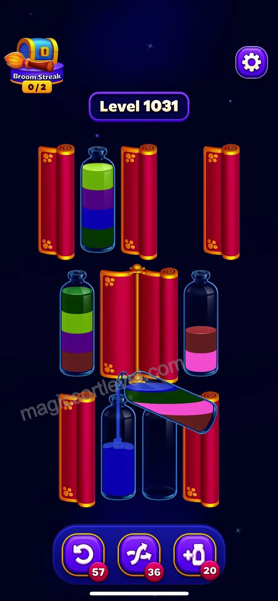 Clear Top-Right Bottle to Uncover Scroll