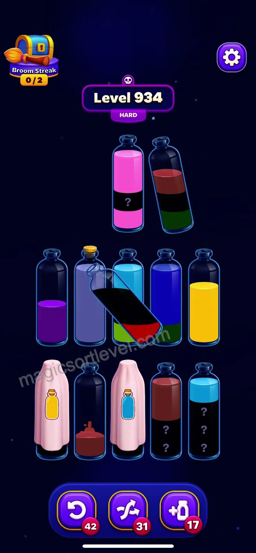 Manage mixed question-mark bottles